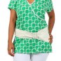 New Woman's Slinky Polka Dot Top Belted Collared Short Sleeve Blouse