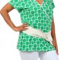 New Woman's Slinky Polka Dot Top Belted Collared Short Sleeve Blouse
