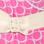 New Woman's Slinky Polka Dot Top Belted Collared Short Sleeve Blouse