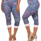Shredded Purple Stretchy Plus Size Leggings w/ Lace Trimming Fashion Central