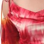 Tie Dye Two Tone Slinky Blouse Cut Out Open Shoulder Top