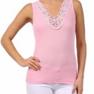 Casual Sleeveless Ribbed Cami Great Layering Lace Tank Top