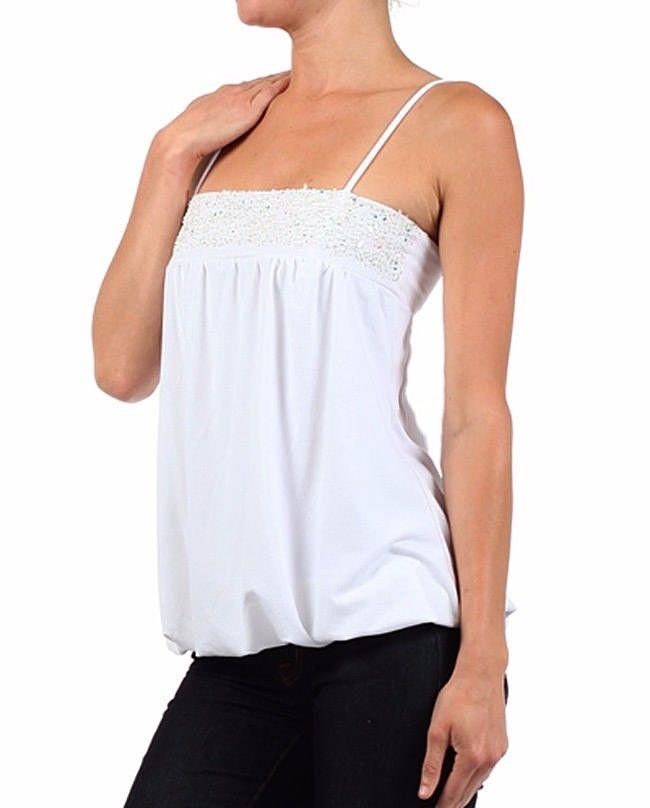Beaded Detail Balloon Top Fully Lined Tank