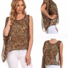 One Shoulder Animal Print Top Leopard Blouse