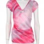 Two Tone Tie Dye Ribbed Knit Top w/ Key Hole Center