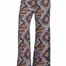 Multi-Color Diamond Printed Wide Leg Palazzo Pants w/ Elastic Waist Casual Pants