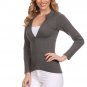 Basic Casual Knit Top Fitted Textured Stretchy Cardigan with Rhinestone Zipper