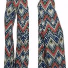 Multi-Color Chevron Wide Leg Fold Over High Waist Palazzo Flare Lounge Pants