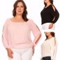 Scoop Neck Solid Linen Top with Long Open Cut Sleeves and Elastic Hem