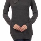 Harvé Benard $88 Button Detail Long Sleeve Knit Top Cotton Sweater w/ Scoop Neck