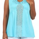 Top w/ Sheer Center Panel with Sequin Detail Sleeveless Blouse