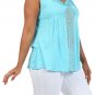 Top w/ Sheer Center Panel with Sequin Detail Sleeveless Blouse