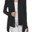 Long Sleeve Black Open Cardigan w/ Shark Bite Hem
