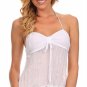 Fun Flirty Sheer Halter Chiffon Lace Trim Tank Top w/ Draw String