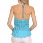 Fun Flirty Sheer Halter Chiffon Lace Trim Tank Top w/ Draw String