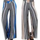 New Miley Checkard Wide Leg Low Criss Cross Waist Palazzo Flare Lounge Pants