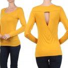 Scoop Neck Open Back Cutout Long Sleeve Top