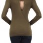 Scoop Neck Open Back Cutout Long Sleeve Top