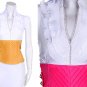 Rhinestone Trim Cotton V-Neck Ruffle Top Frilly Cap Sleeve Blouse Fitted Bodice