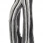 New Distressed Striped Wide Leg High Waist Fold Over Palazzo Flare Lounge Pants