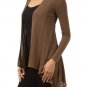 Open Front Fly Away Asymmetrical Cardigan Long Sleeve Sweater w/ Shark Bite Hem