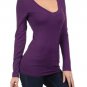 Fitted Cotton Basic V-Neck Top Long Sleeve T-Shirt Great for Layering