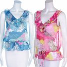 Summer Chiffon Ruffle Blouse Multi-Color Floral Top Fashion Central