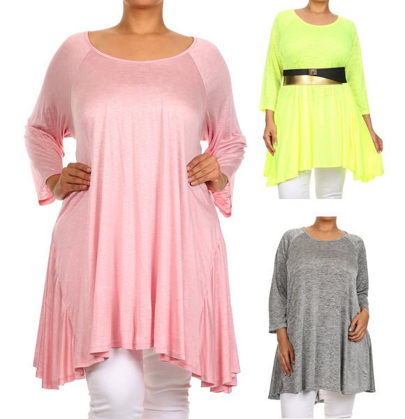 Woman's Plus Size Top Asymmetrical High Low Tunic Fashion Central