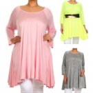 Woman's Plus Size Top Asymmetrical High Low Tunic Fashion Central