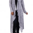 Woman's Plus Size Animal Print Long Cardigan Open Front Draped Light Sweater