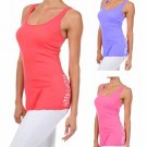 Sheer Floral Lace Back Ribbed Racerback Cotton Tank Top