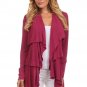 Long Sleeve Open Sweater Flyaway Tiered Drape Cardigan w/ Sharkbite Hem