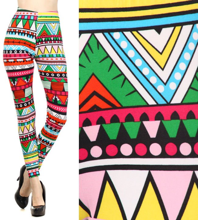 New Modern Art Tribal Bright Multi-Color Leggings