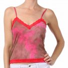 Fishnet Lace Trimmed V-Neck Sleeveless Tank Top
