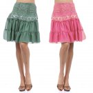 Peasant Inspired Crochet Skirt with Rhinestones & Layers Sequence Chiffon Lining