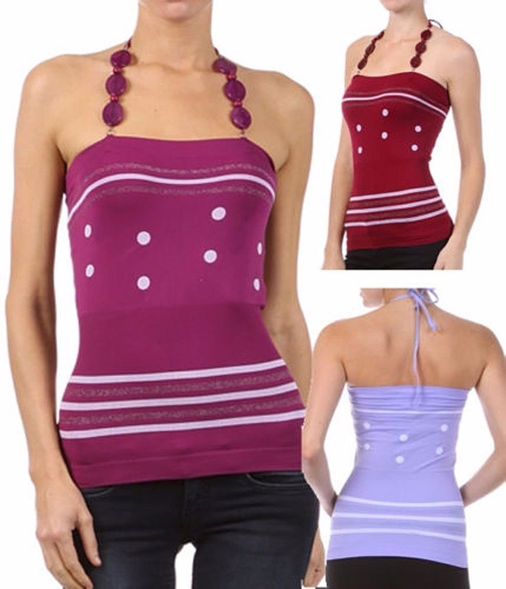 Super Stretchy Halter Polka Dot Top One Size Fits Most