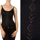 Sleeveless Peek-A-Boo Camisole Knit Crochet Tank Top