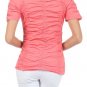 100% Cotton Button Down Shirt Ruched Top