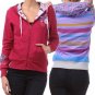 Reversible Solid & Stripes Hoodie Jacket Cotton Hooded Sweater