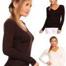 Long Sleeve Basic V-Neck Knit Top Light Weight Sweater w/ Button Trim Detailing