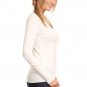 Long Sleeve Basic V-Neck Knit Top Light Weight Sweater w/ Button Trim Detailing