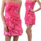 Strapless Hot Pink Ruffle Mini Cocktail Dress