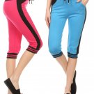 Striped Capri Jogger Athletic Casual Cropped Active Pants