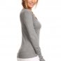 Long Sleeve Basic V-Neck Knit Light Weight Sweater w/ Button Trim Detailing