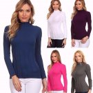 NWT Mock Neck Long Sleeve Basic Top Fitted Stretchy Turtleneck
