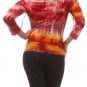 Tie Dye Two Tone Slinky Blouse Cut-Out Cold Shoulder Top