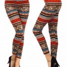 Multi-Color Geometric Print Footless Leggings with Elastic Waist