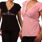 Embroidered V-Neck Top Short Sleeve Blouse