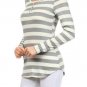 Long Sleeve 3 Button Henley Top w/ Wide Stripes