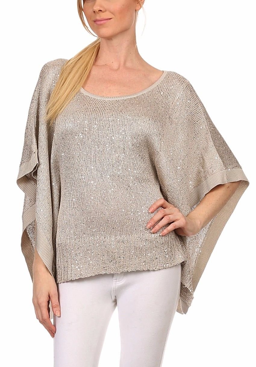 Metallic Glitter Kimono Sleeve Knit Top